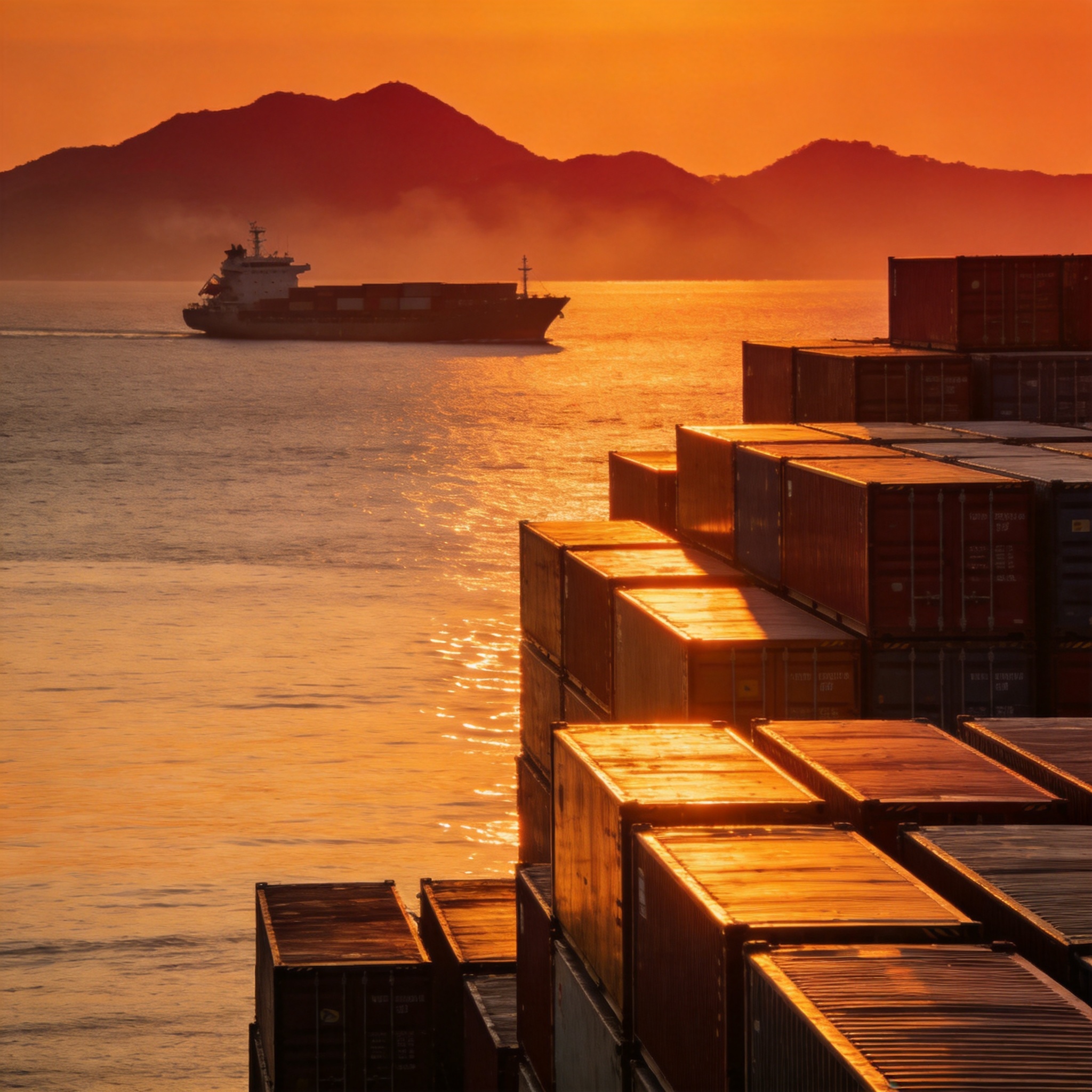 Dawn light over Shenzhen Yantian container port